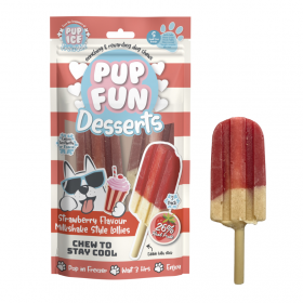 Ягодов сладолед за кучета Pup Fun Desserts Strawberry Milkshake  2 х 60 гр с ягоди, пилешко месо и колаген